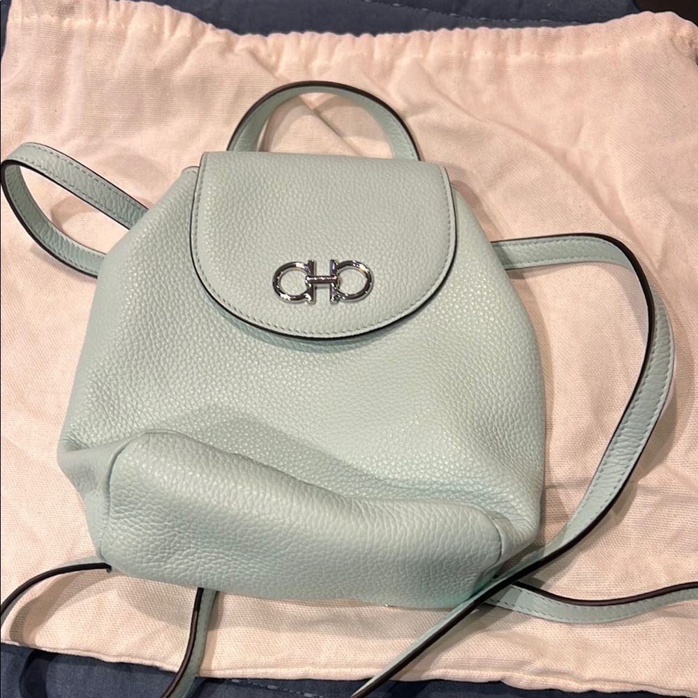 Salvatore Ferragamo Mini Baby Blue Leather Backpack - Picture 6 of 7